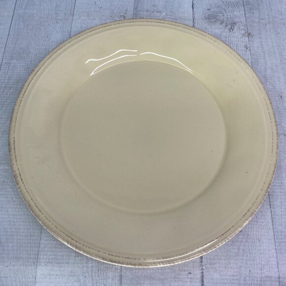 Rachael Ray CUCINA ALMOND CREAM Embossed Edge Rim Stoneware Dinner Plates Set 4 - Picture 6 of 16